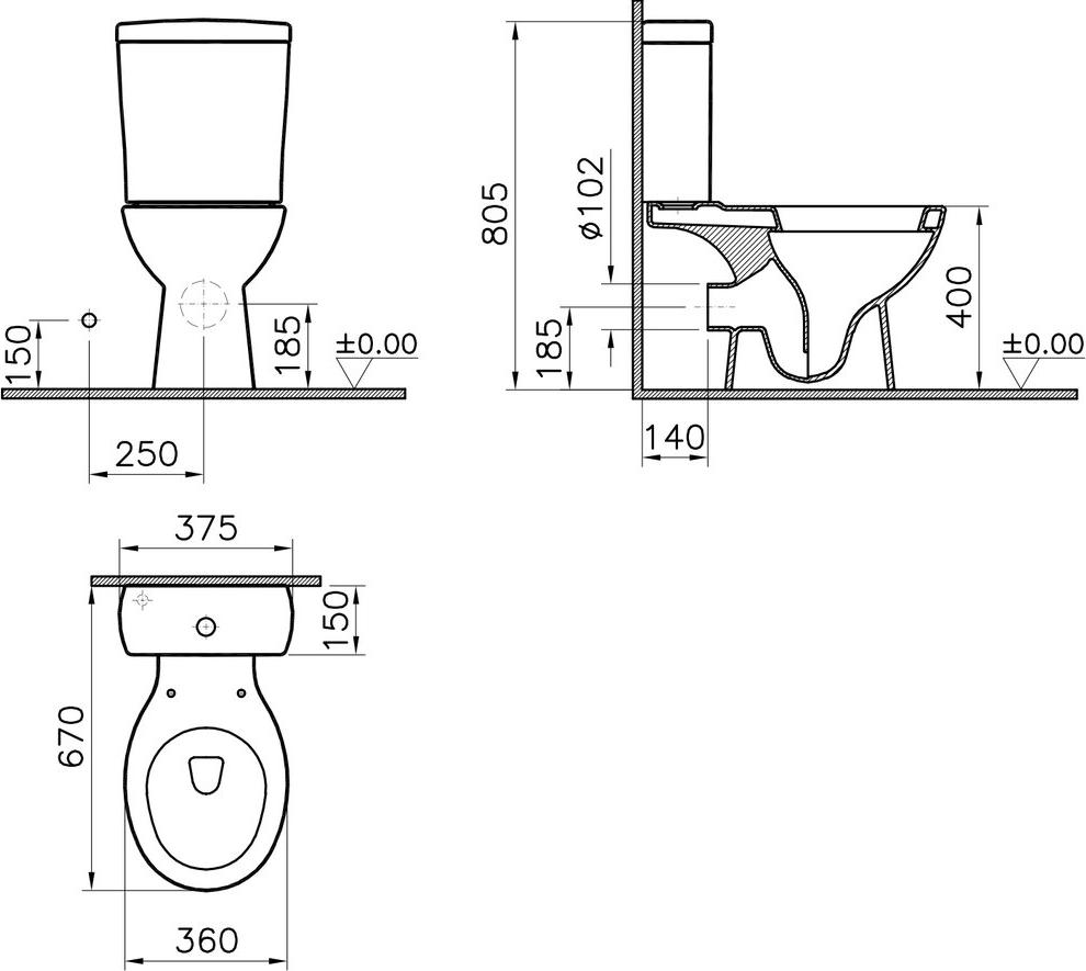 Напольный унитаз-компакт Norm Nord 9845B099-7202, с микролифтом