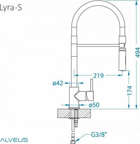 Смеситель для кухни Alveus Lyra - S CHR 1132184, хром