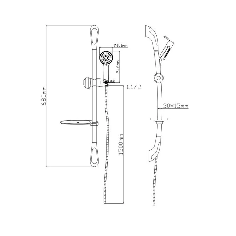 Душевой гарнитур Gllon GL-S9001CP+R1172B+H109 хром