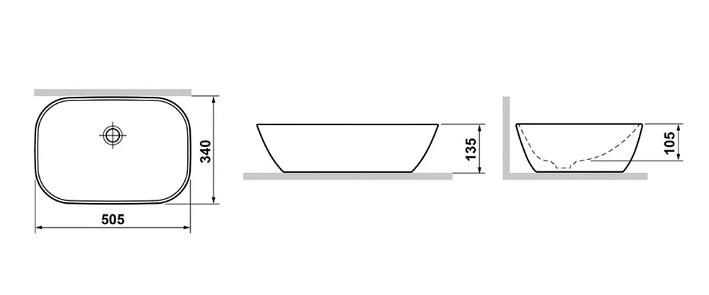 Раковина Laguraty накладная, 34 х 50.5 х 14 см, белый, 8267 B