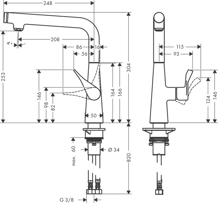 Смеситель для кухни Hansgrohe Metris Select 14847800, под сталь