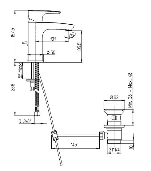 Смеситель для раковины Paini Parallel 47CR211 хром