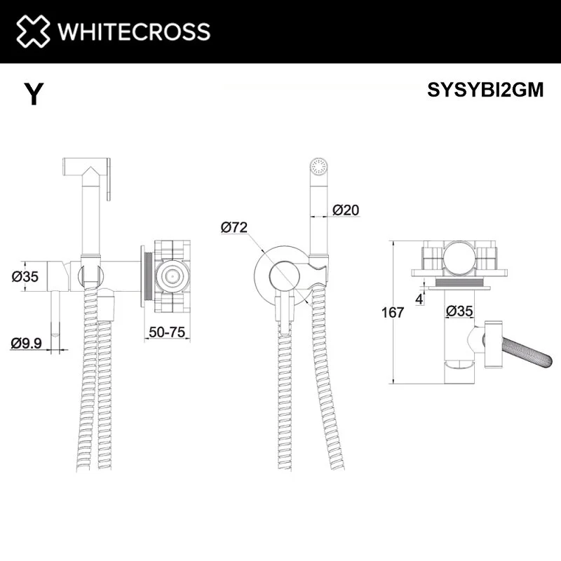 Душ гигиенический Whitecross Y Brushed Nickel SYSYBI2NIB серый