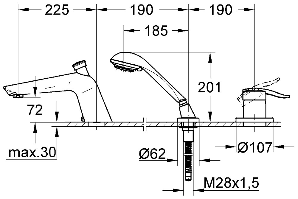 Смеситель для ванны Grohe Ectos 19040MB0