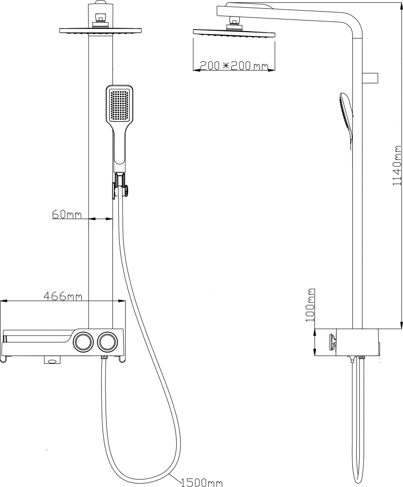 Душевая стойка Gllon GL-SF1706LW-1-S