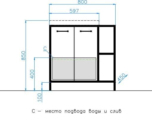 Тумба под раковину Style Line Лофт 80 чёрный,серый ЛС-000010019