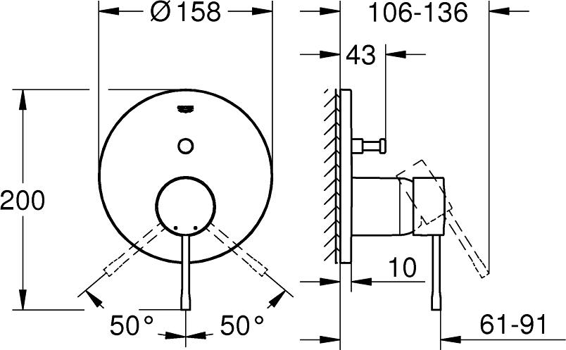 Смеситель для ванны Grohe Essence 24058A01