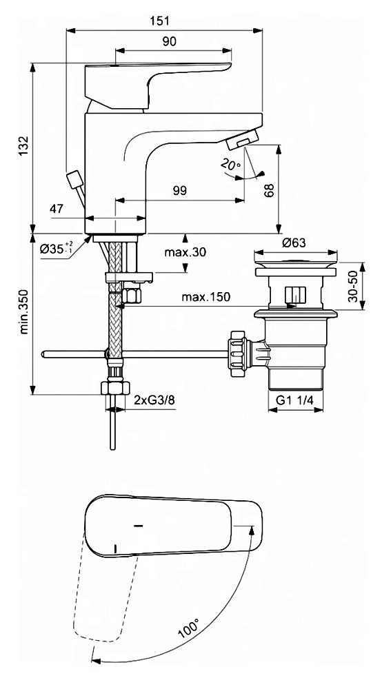 Смеситель для раковины Ideal Standard Ceraplan III BC578AA хром