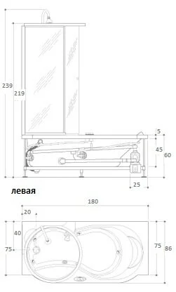 Акриловая ванна Jacuzzi Twin 9447-721A Sx/Dx белый