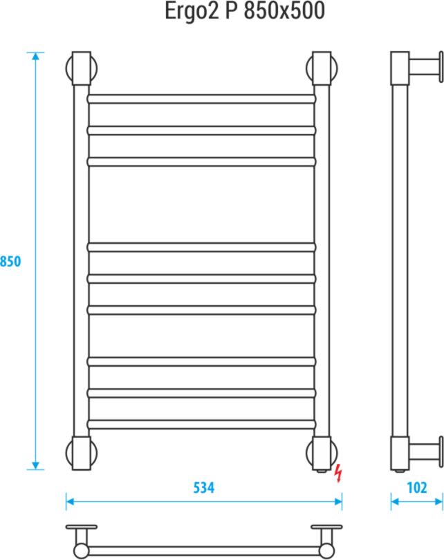 Полотенцесушитель электрический Energy Ergo2 P 850x500, EETRERGO2P855000000