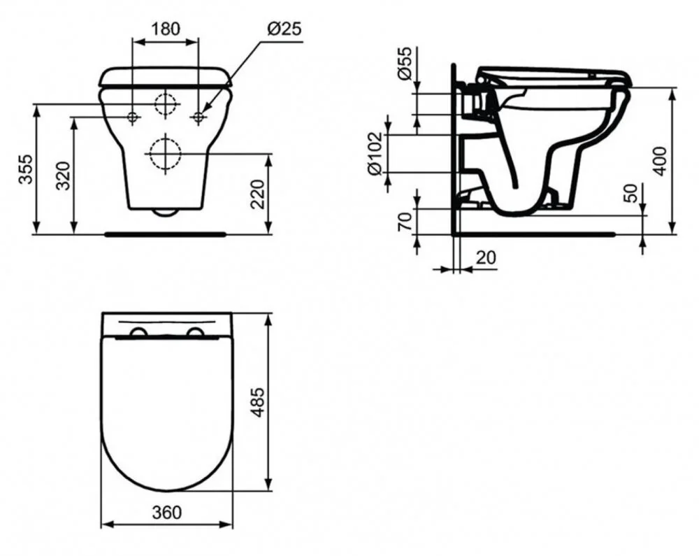 Инсталляция Ideal Standard Prosys 2.0, без кнопки, R046367 с унитазом Ideal Standard Exacto RX002602 Rimless безободковый c сиденьем микролифт, R002601, комплект