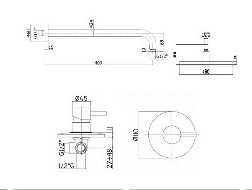 Душевая система Paffoni KIT LIG KITLIG011NOKING черный