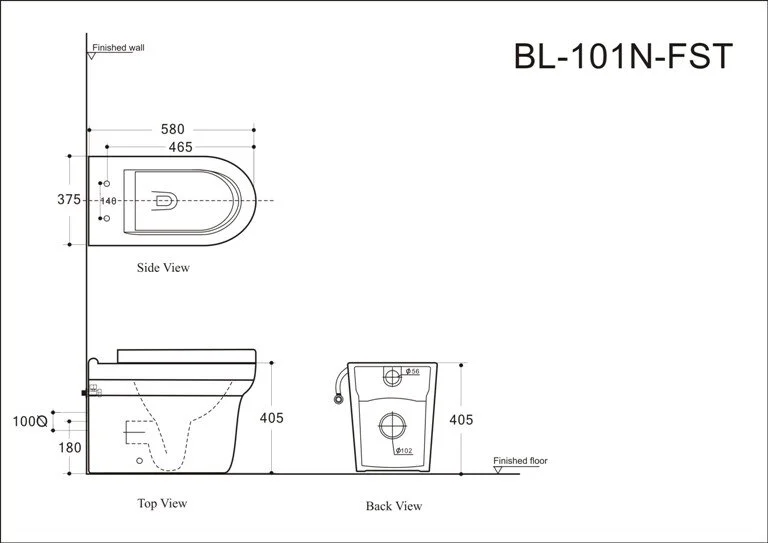 Приставной унитаз Aquanet Nova-F BL-101N-FST (203340) Rimless, с крышкой-сиденьем Soft Close - Slimseat BL-005, безободковый