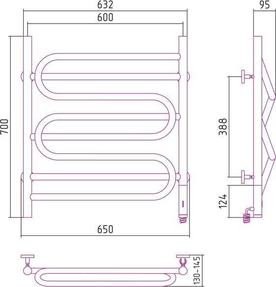 Полотенцесушитель электрический Сунержа Иллюзия 70x60 R