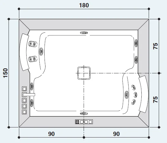 Акриловая ванна Jacuzzi Aura Plus 9F43-535A/7204-00320 белый, коричневый, черный