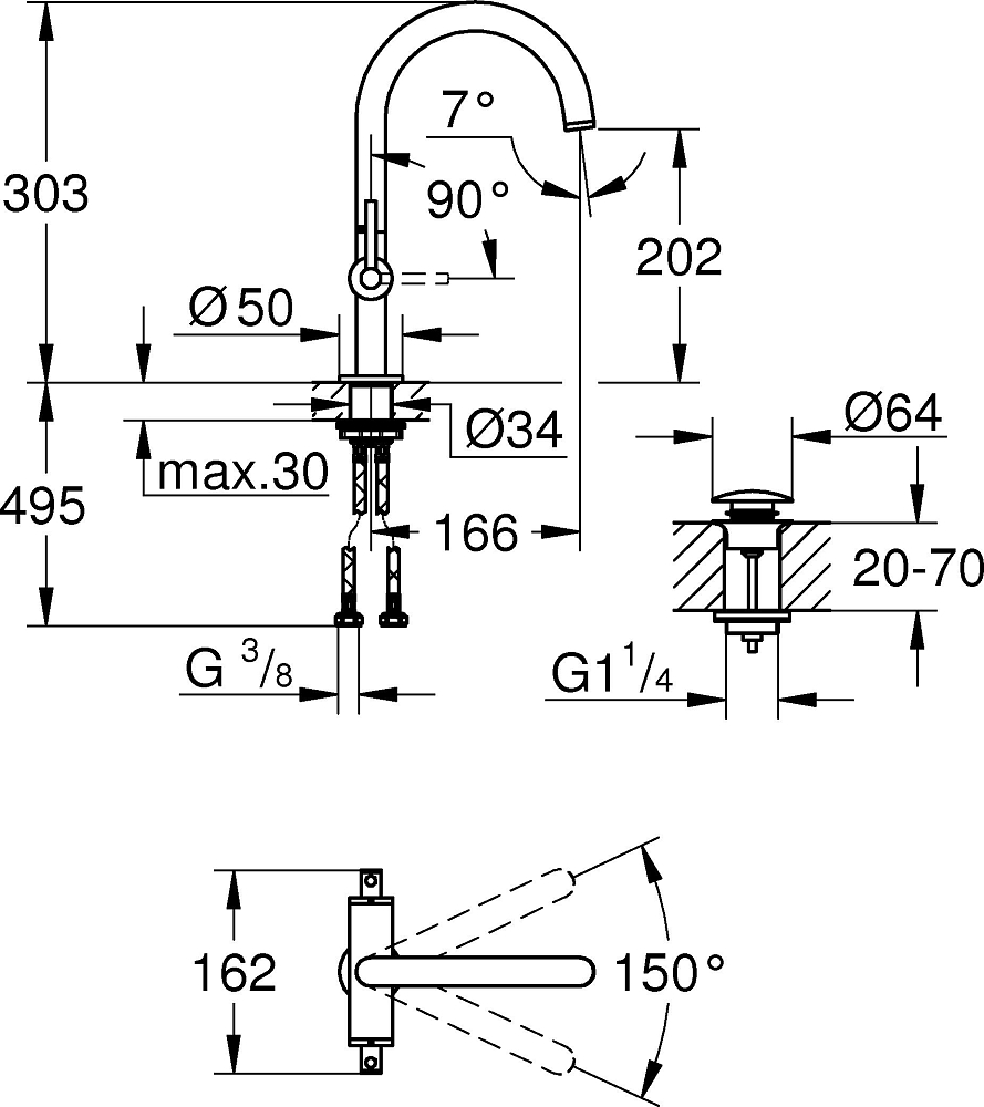 Смеситель для раковины Grohe Atrio New 21022DC3 суперсталь