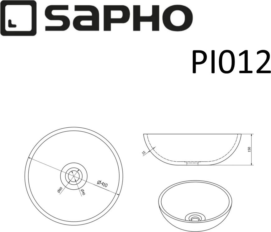 Раковина-чаша Sapho Priori PI012 42 см, белый/синий