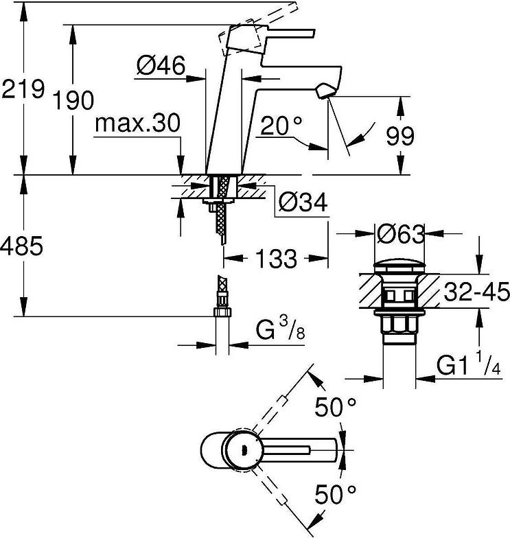 Смеситель для раковины Grohe Concetto 23932001, хром