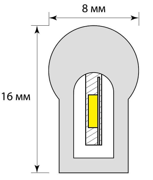 Гибкий неон Uniel 8W/m 120LED/m 2835SMD холодный белый 50M ULS-N21-2835-120LED/m-8mm-IP67-220V-8W/m-50M-DW UL-00002924