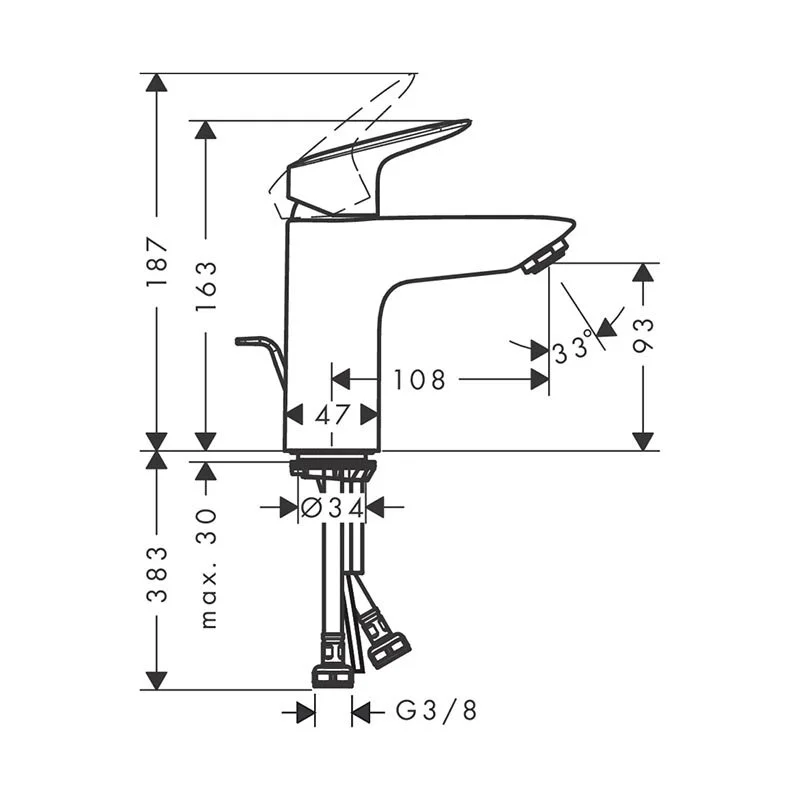 Смеситель для раковины Hansgrohe Logis 71102670 черный