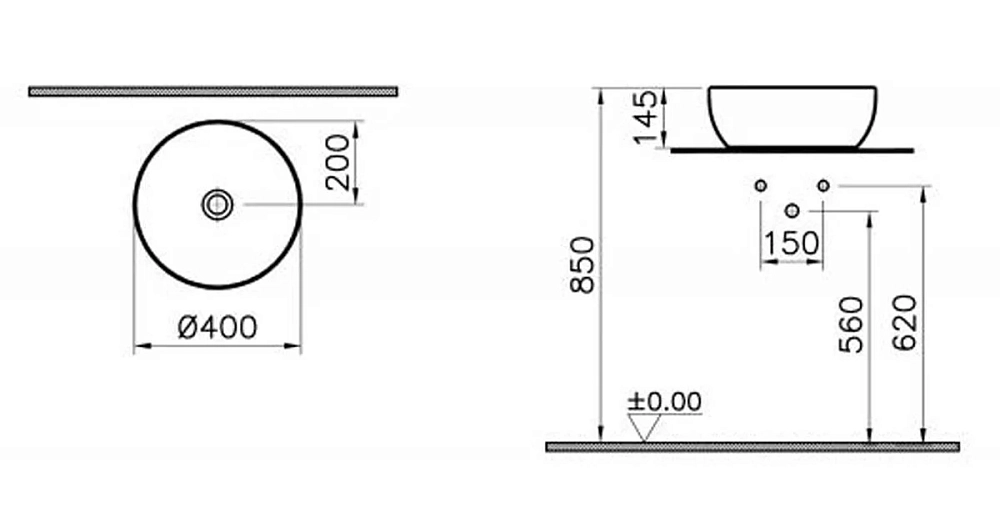 Раковина накладная VitrA Outline 5992B420-0016 коричневый, серый