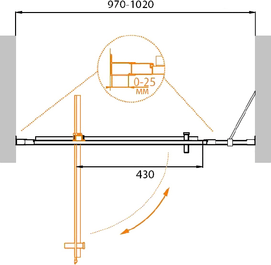 Душевая дверь в нишу Cezares MOLVENO-BA-11-70+30-C-Cr-IV стекло прозрачное