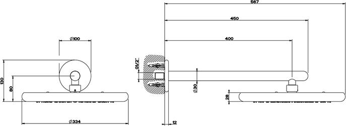 Верхний душ с кронштейном Gessi Goccia 33756#279, белый