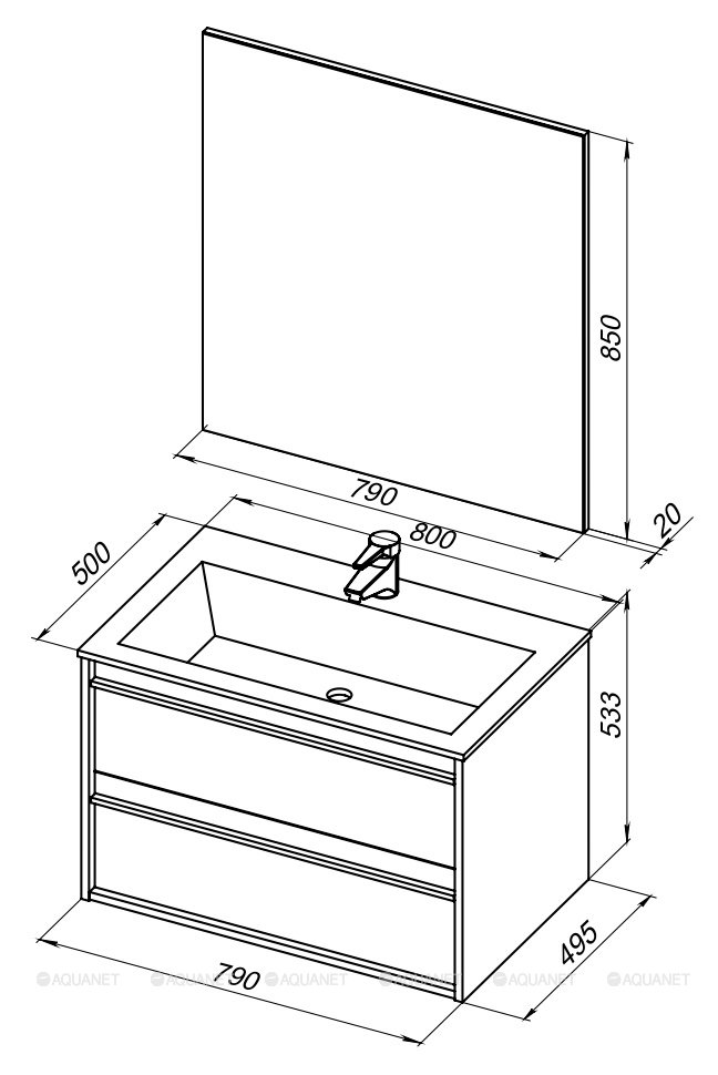 Комплект мебели Aquanet Lino 80 00271955 белый