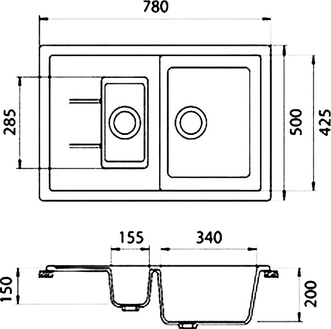 Кухонная мойка GranFest Quadro GF-Q775KL чёрный