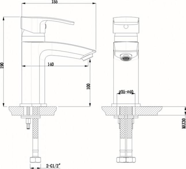 Смеситель Timo Lotta-Thermo 2601F chrome для раковины