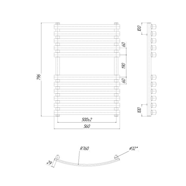 Полотенцесушитель водяной 50x80 см Ravak Elegance X04000083675, хром