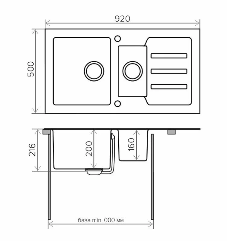 Кухонная мойка Tolero TG-920k черная черный
