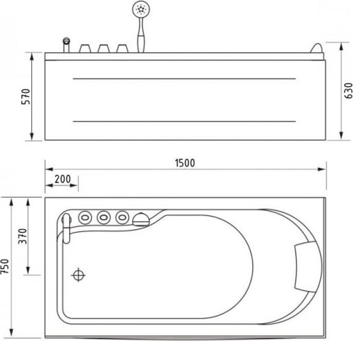 Акриловая ванна Gemy G9006-1.7 B (R)