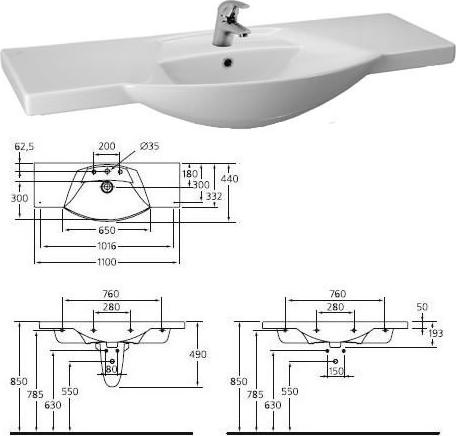 Раковина 110 см Ideal Standard Motion W890201