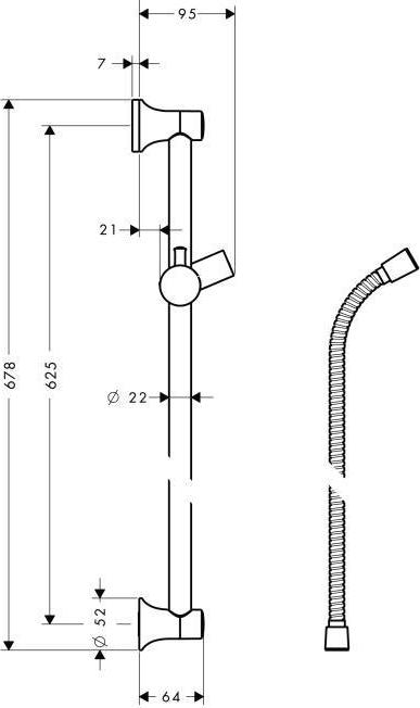 Штанга для душа 65 см Hansgrohe UnicaClassic 27617820 никель