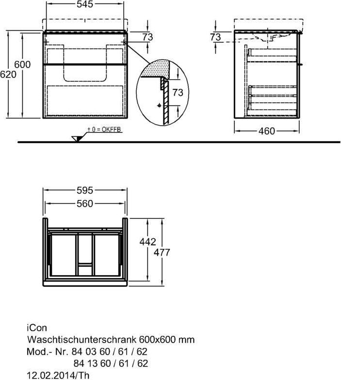 Тумба под раковину 60 см Geberit iCon 841361000, тёмно-серый