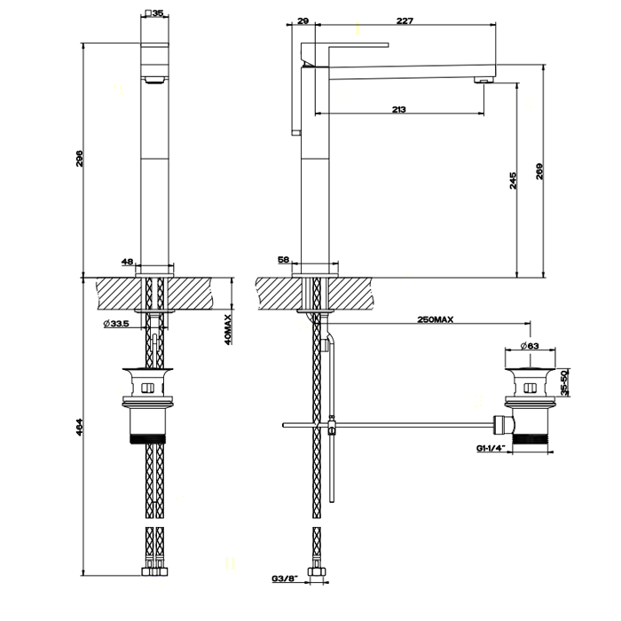 Смеситель для раковины Gessi Rettangolo 11923#031, хром