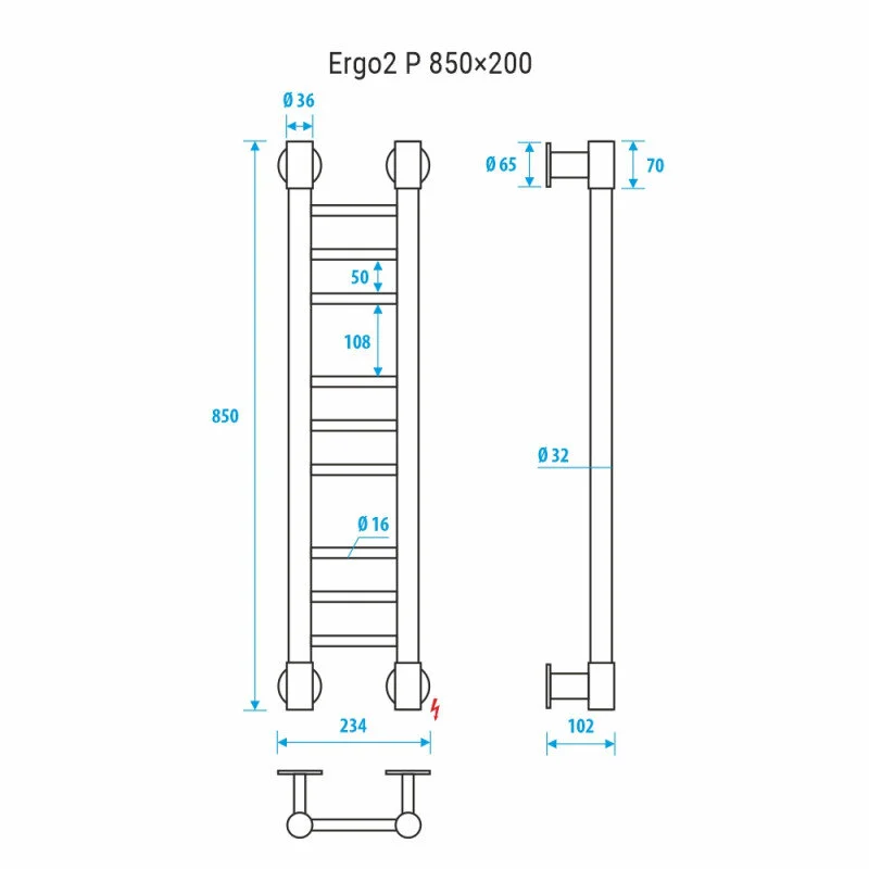 Полотенцесушитель электрический Energy Ergo2 P EETR0ERGO2852000000 хром