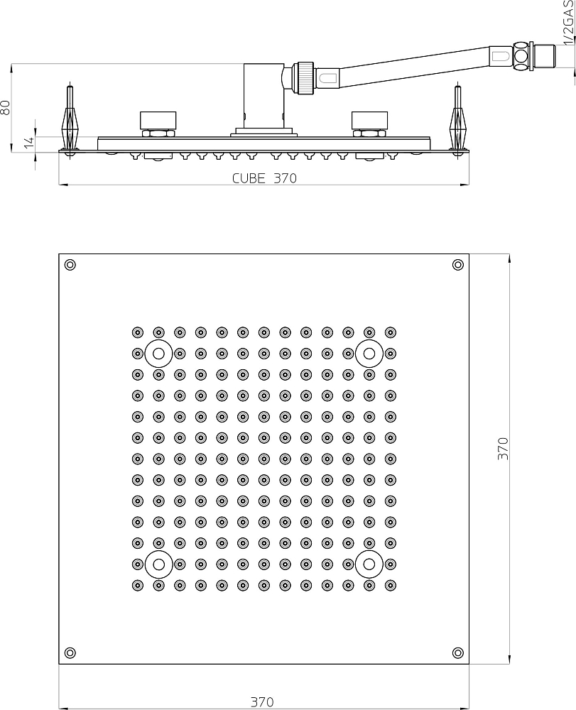 Верхний душ Bossini DREAM - Cube Light H37451 CR с хромотерапией