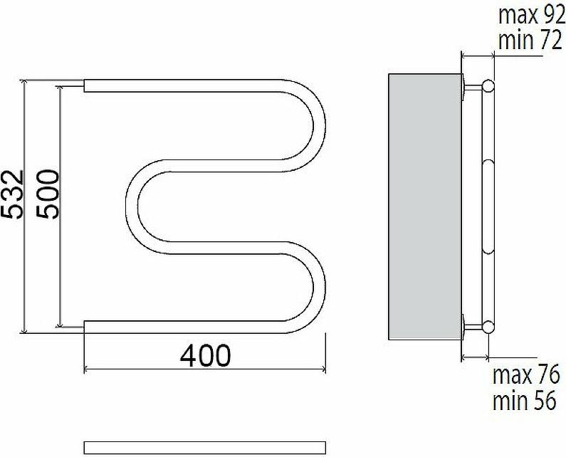 Полотенцесушитель водяной Terminus М-образный 500x400 4620768881138, хром
