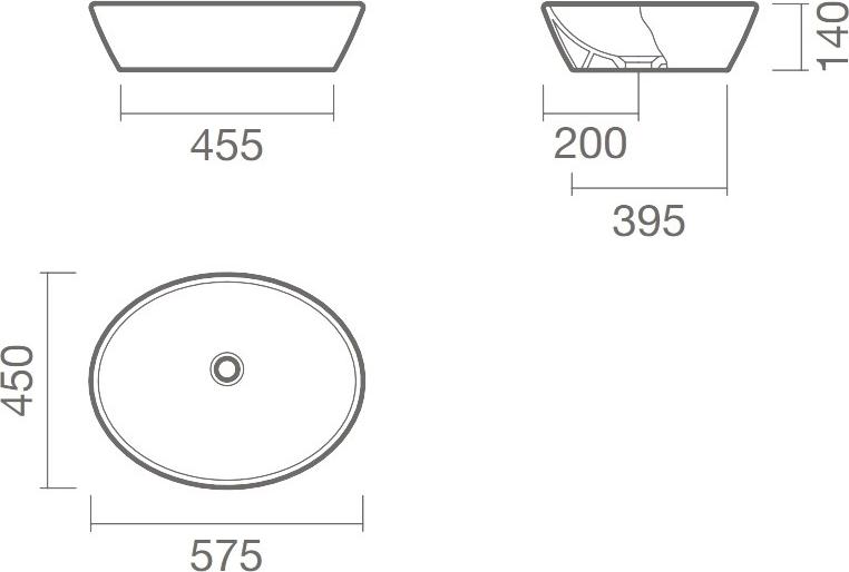 Раковина встраиваемая 57 см Sanitana Soft S10015837100000, белый