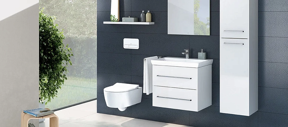 Подвесной безободковый унитаз Villeroy&Boch Avento 5656 RSR1 с крышкой-сиденьем Slimseat 9M87 S1, альпийский белый с покрытием CeramicPlus