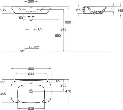 Раковина 80 см Geberit (Keramag) Silk 121680000, белый