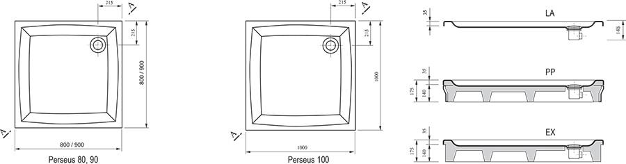 Поддон для душа Ravak Perseus-80 PP под экран