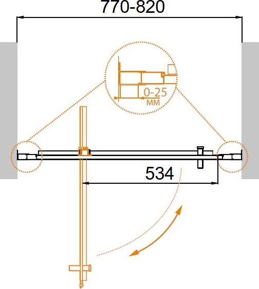 Душевая дверь в нишу Cezares Molveno-BA-1-80-P-Cr