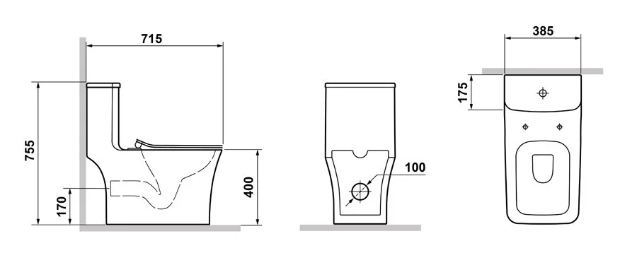 Унитаз моноблок Badenbecher, безободковый, крышка микролифт, белый, 8615AW