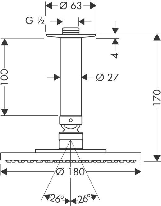 Верхний душ Hansgrohe Raindance S 180 Air 1jet 27472000