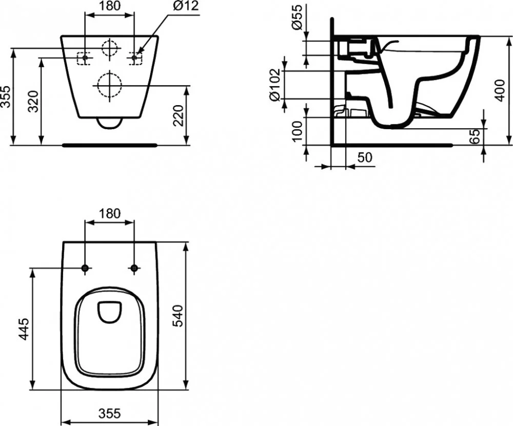 Инсталляция Ideal Standard Prosys IP001401 с кнопкой, с унитазом Ideal Standard i.life B RimLS+, сиденье микролифт, комплект