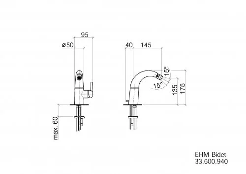 Смеситель для биде Dornbracht Source 33 600 940-00 хром