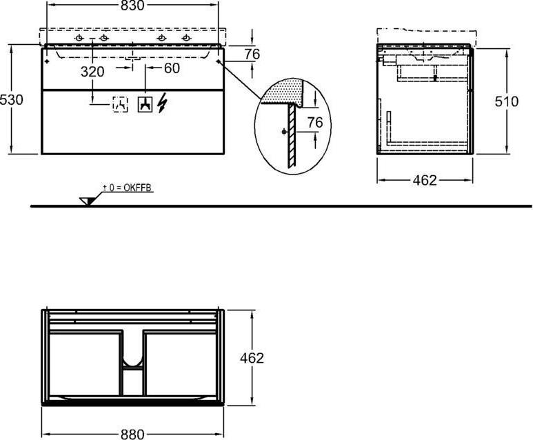 Тумба под раковину 90 см Geberit Xeno² 500.509.01.1, белый